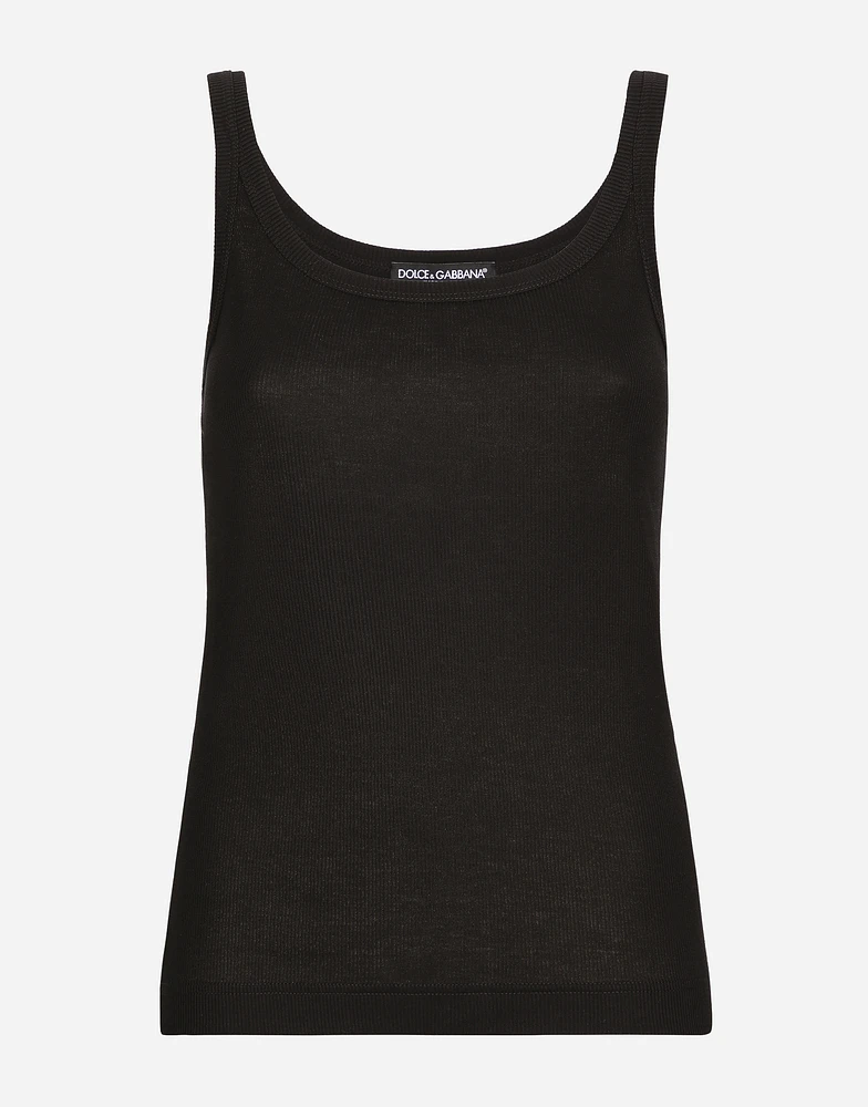 Fine-rib tank top