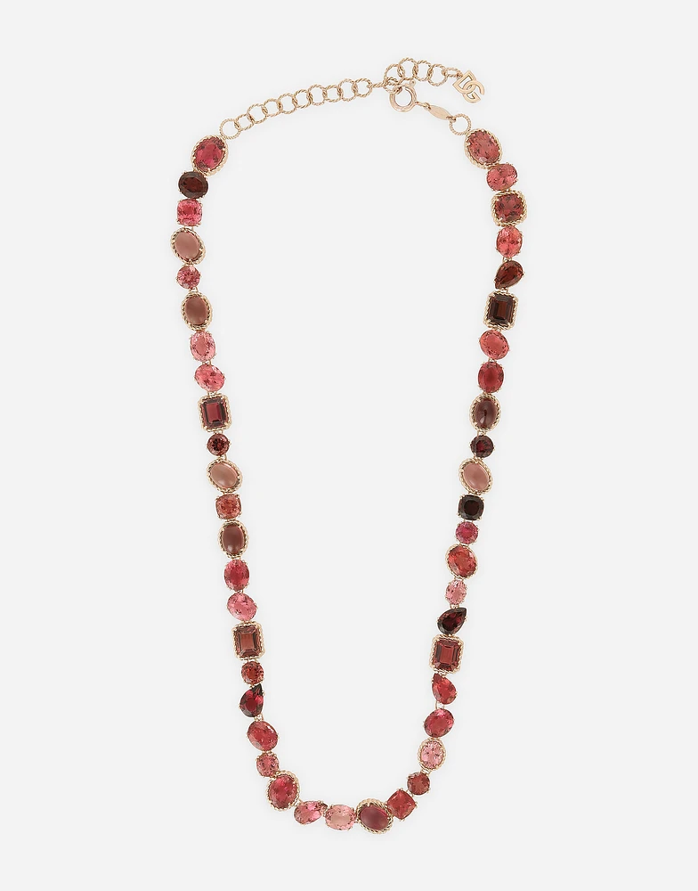 Rainbow Necklace 18 carat red gold and pink tourmalines