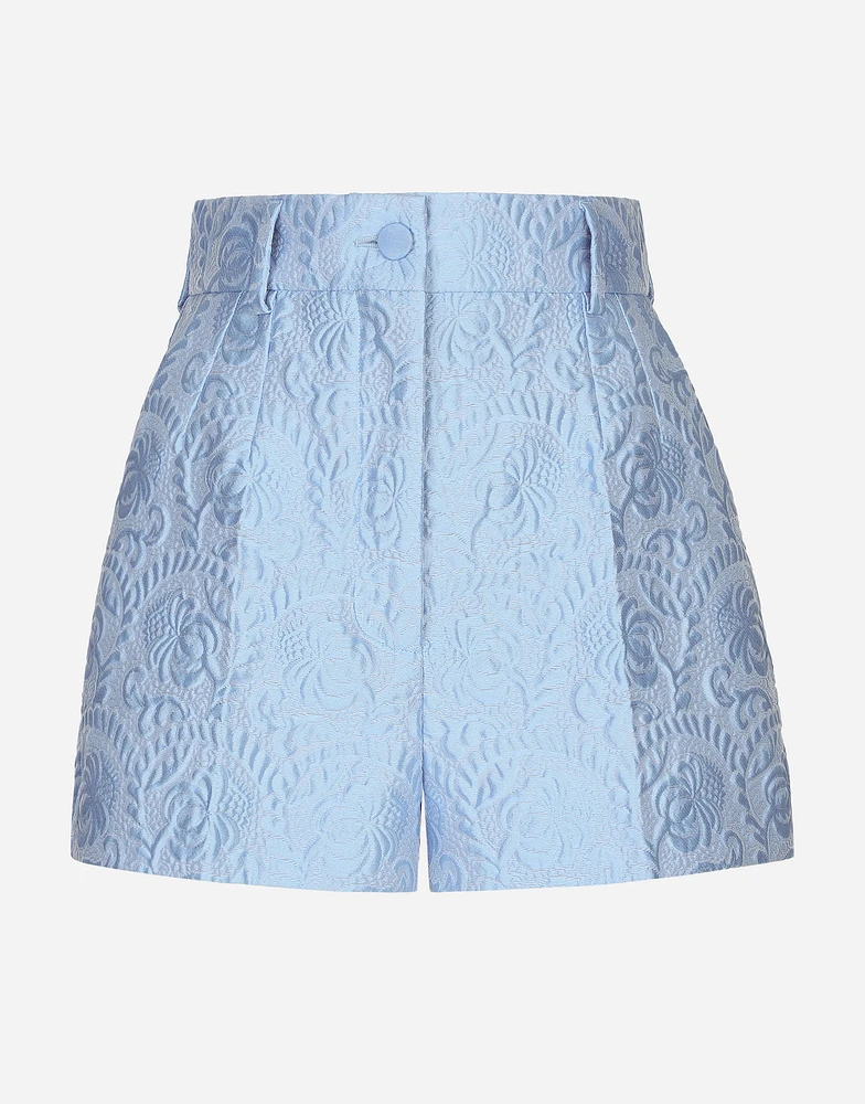 Floral quilted jacquard shorts