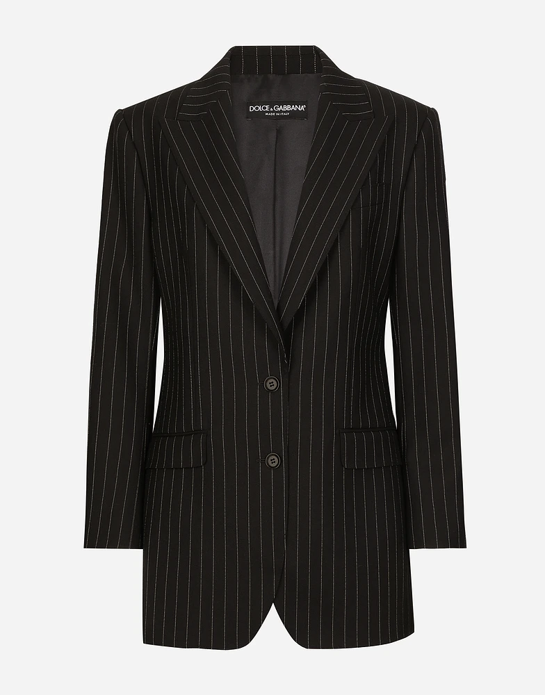 Single-breasted pinstripe wool jacket