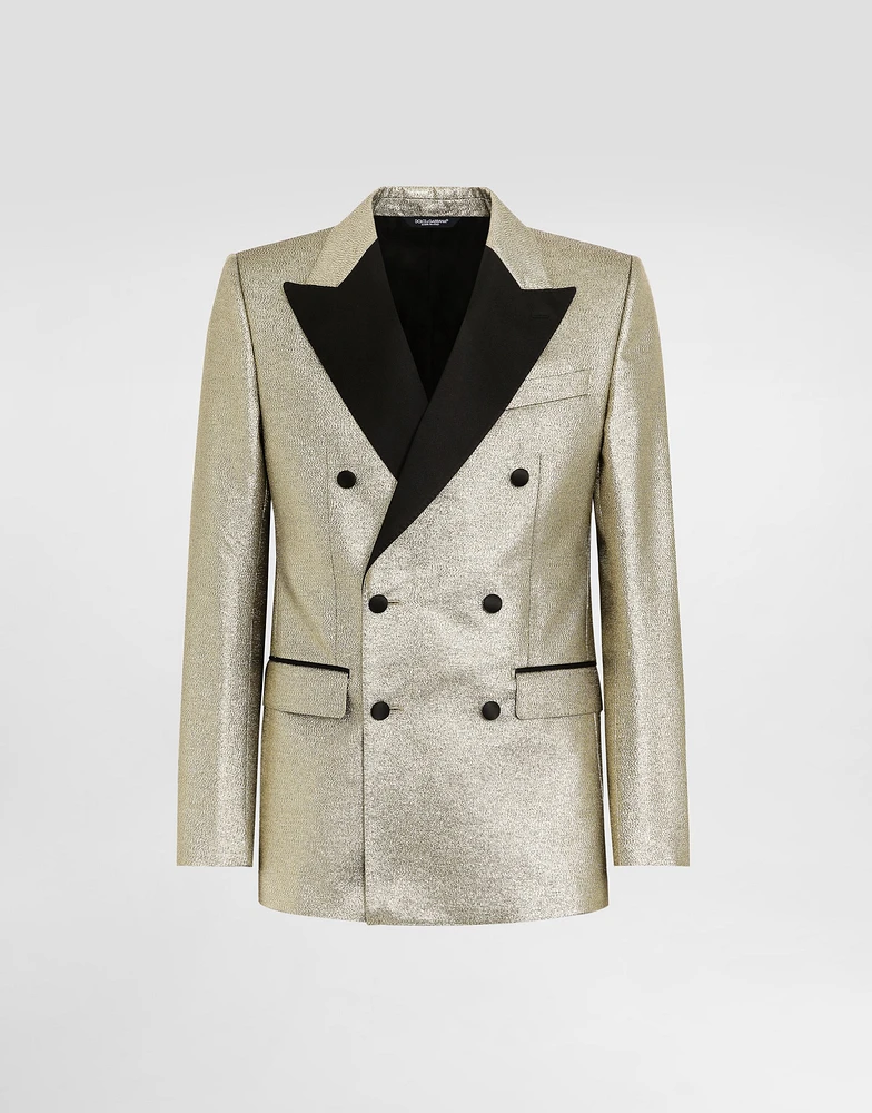 Double-breasted lamé jacquard tuxedo jacket