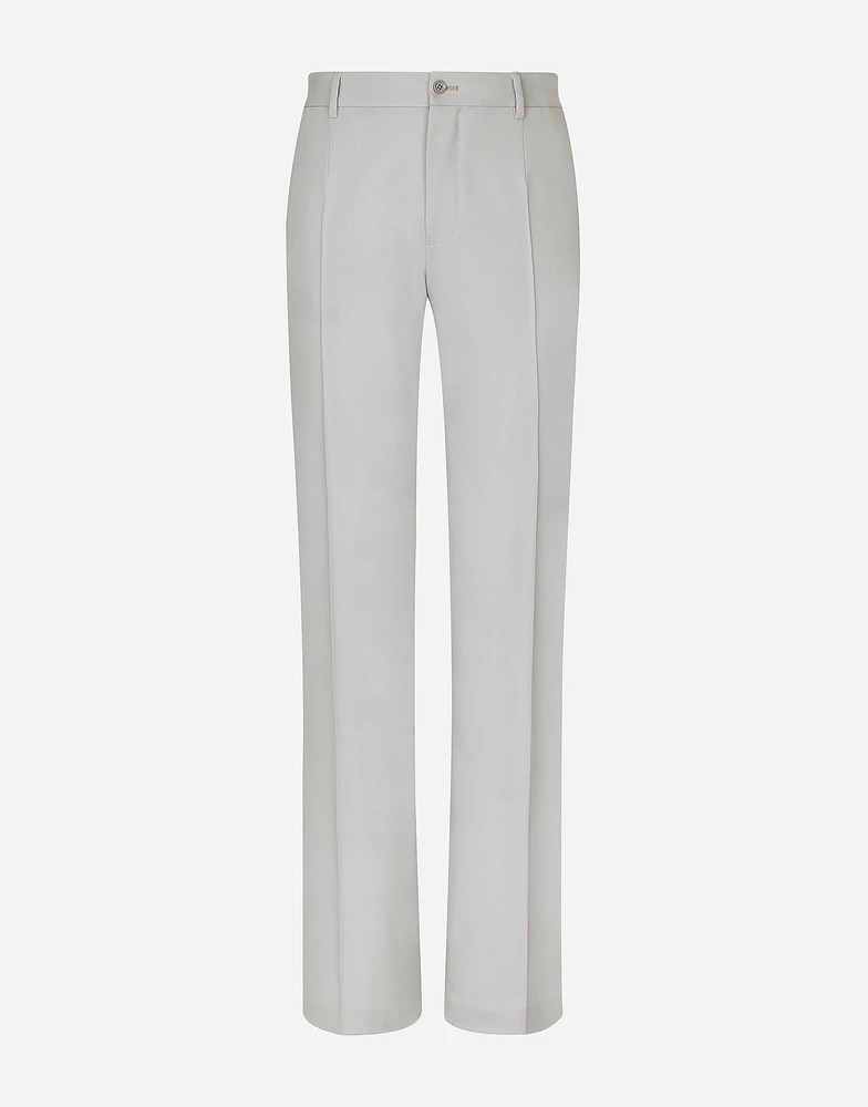Stretch wool twill pants with straight leg