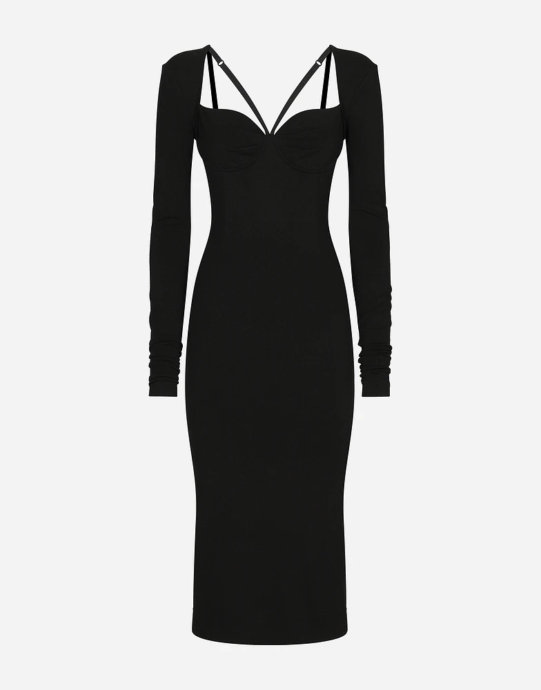 Jersey Milano rib calf-length dress