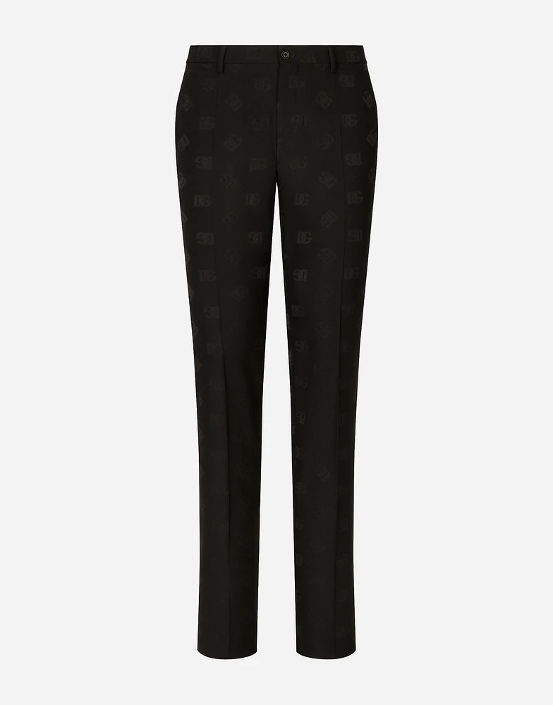 Stretch wool jacquard pants with DG logo