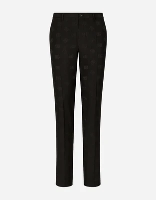 Stretch wool jacquard pants with DG logo