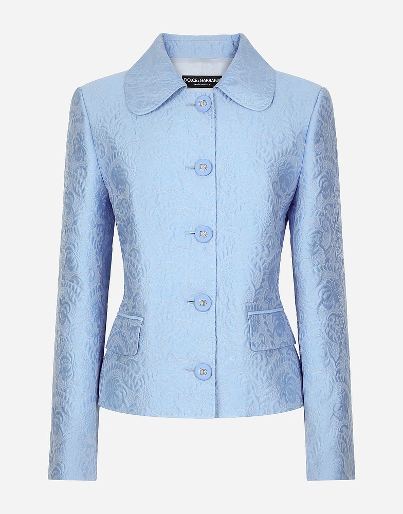 Single-breasted floral quilted jacquard Gabbana jacket