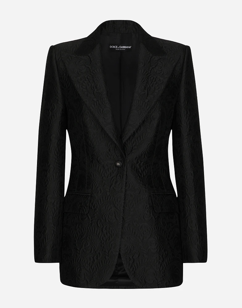 Single-breasted floral brocade Turlington jacket