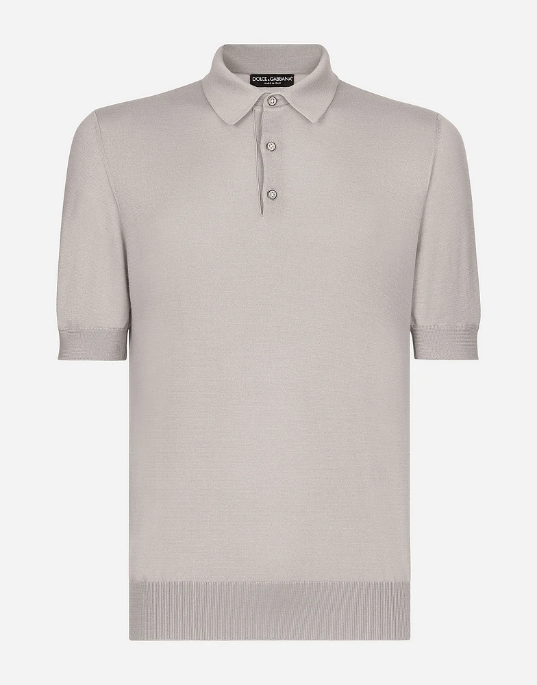 Cashmere and silk polo-shirt