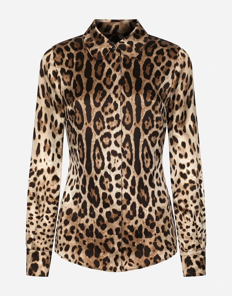 Leopard-print satin shirt