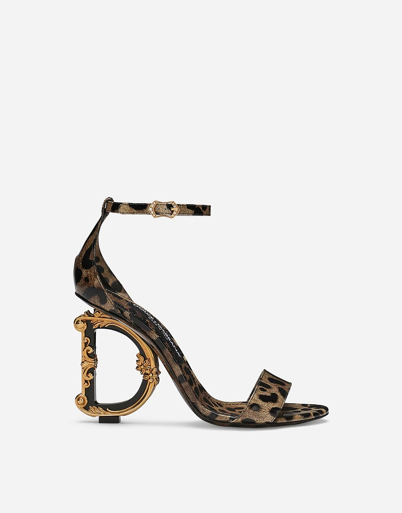 Printed polished calfskin Baroque DG sandals