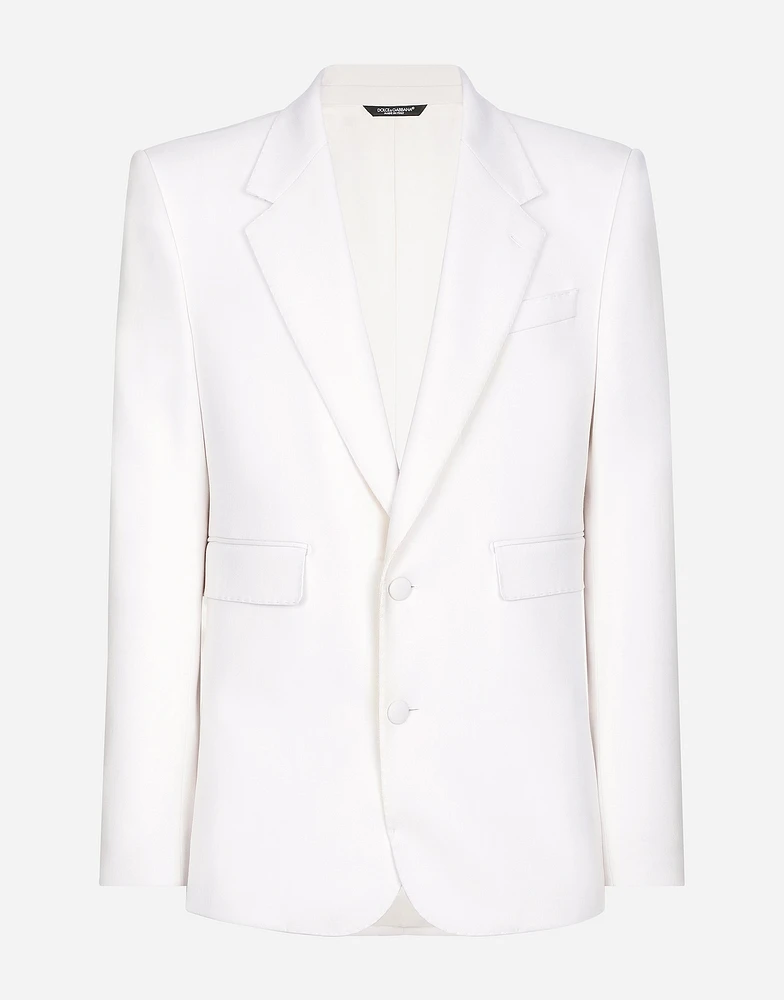 Single-breasted stretch wool Sicilia-fit jacket