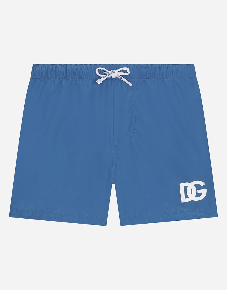 Nylon swim trunks with DG logo print