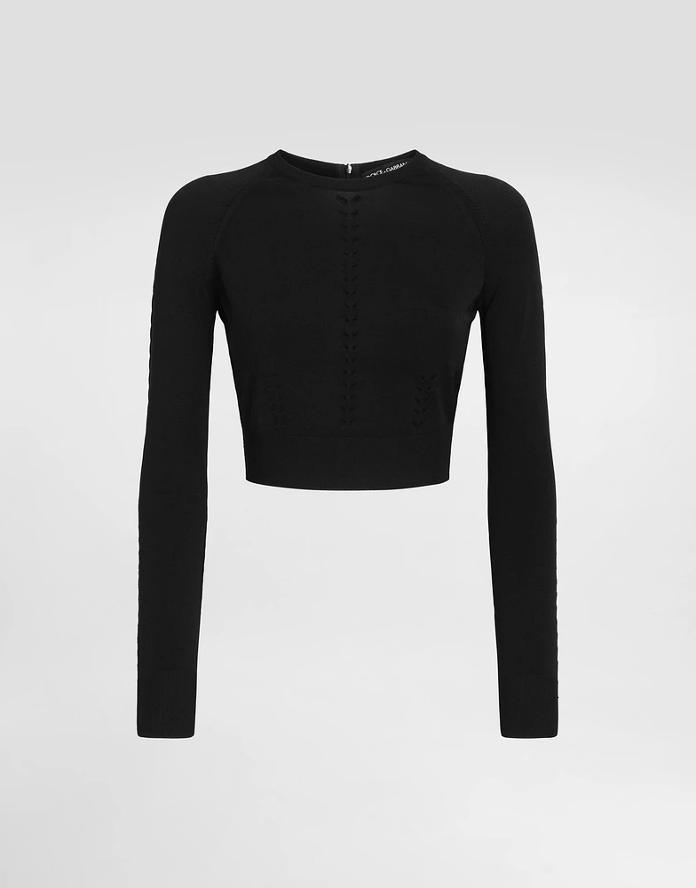 Cropped viscose sweater