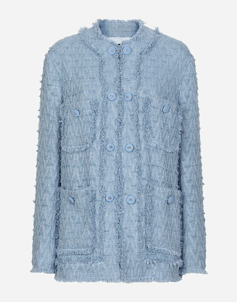 Single-breasted cotton rush-stitch jacket