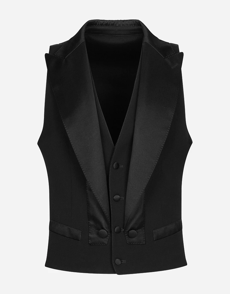 Single-breasted gabardine vest
