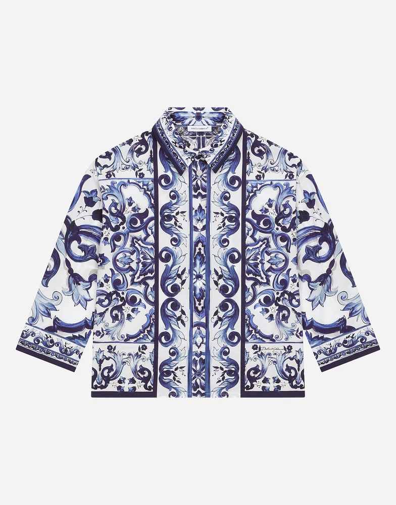 Majolica-print poplin shirt
