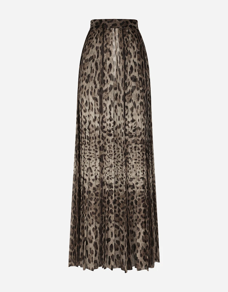 Leopard-print chiffon culottes