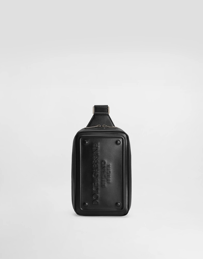 Calfskin belt bag with raised logo