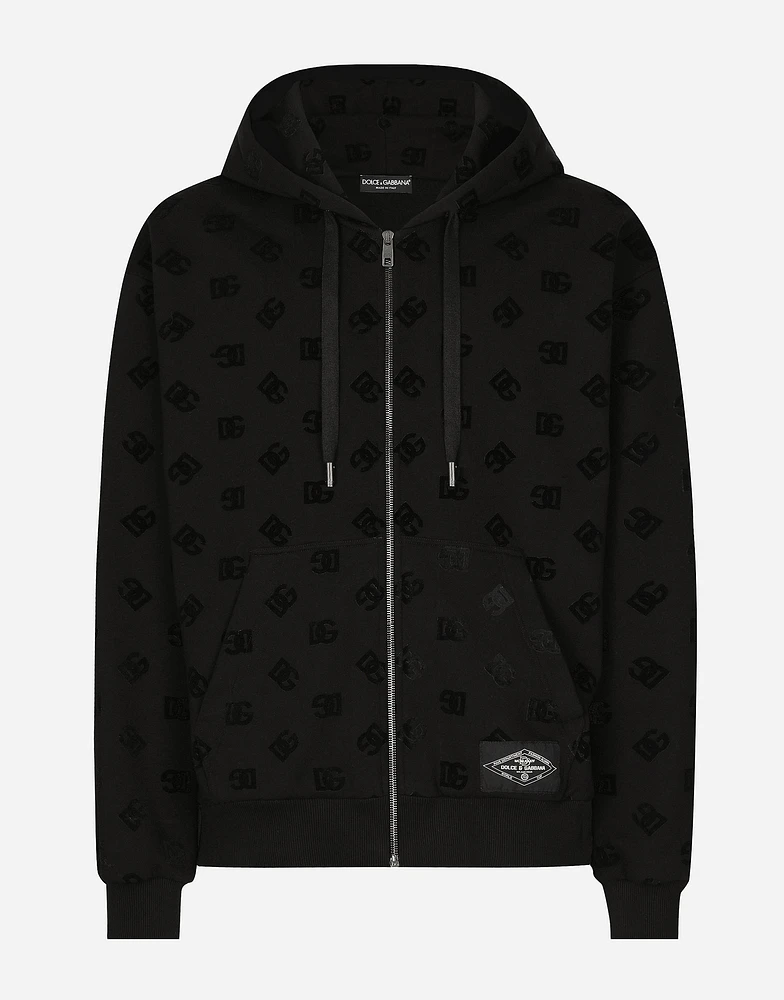 Zip-up hoodie with all-over DG print