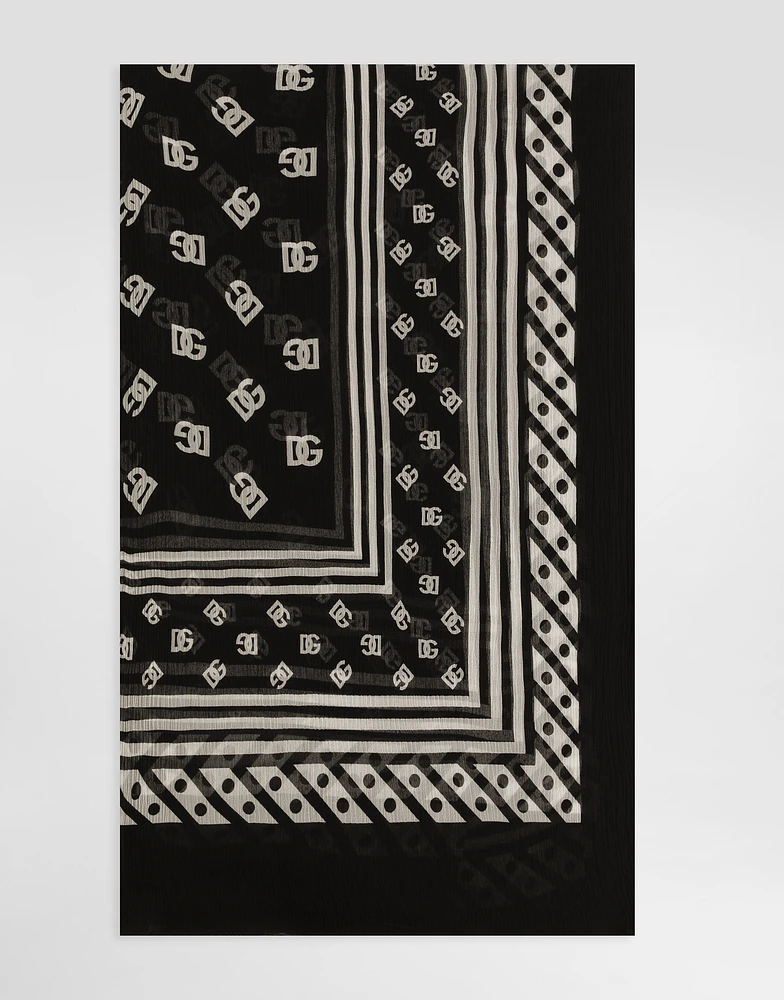 Silk scarf with all-over DG logo print