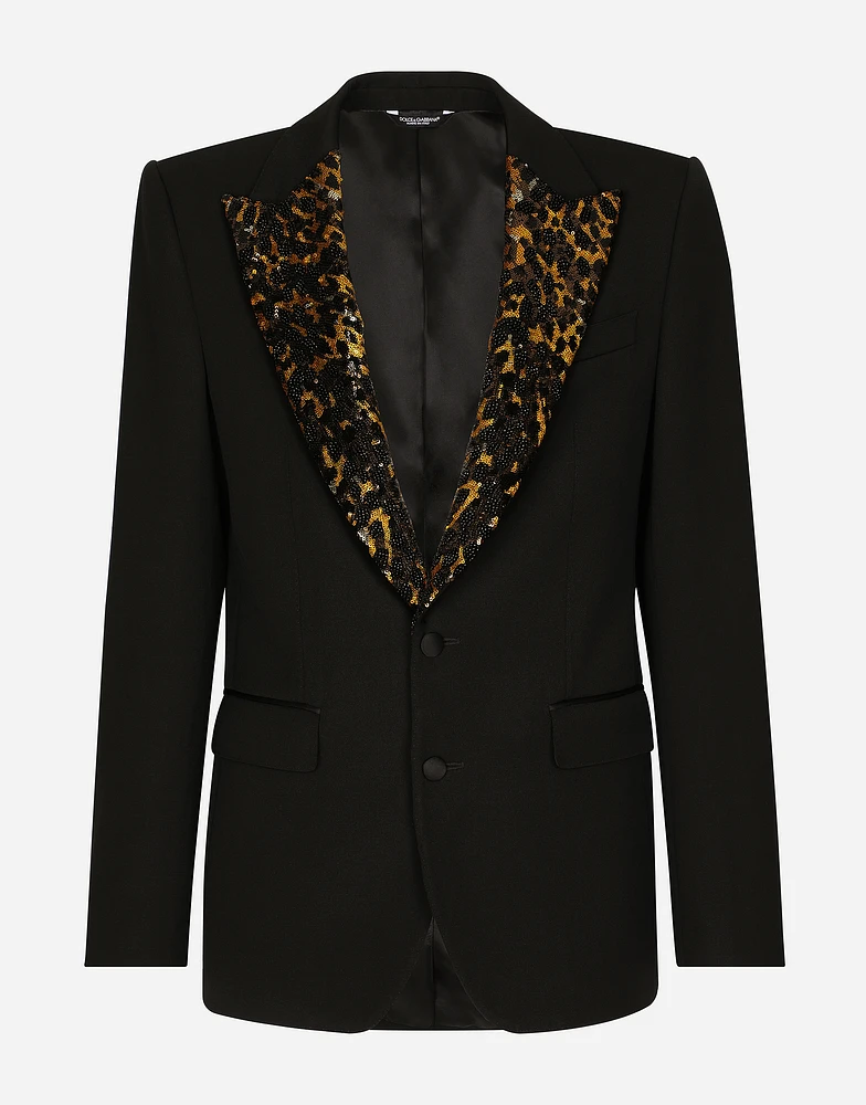 Stretch wool fabric Sicilia-fit tuxedo jacket