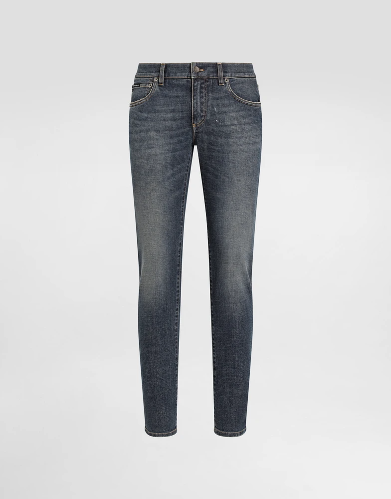 Light blue wash skinny stretch jeans
