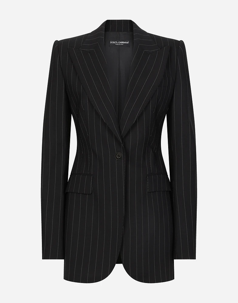 Single-breasted pinstripe wool Turlington jacket
