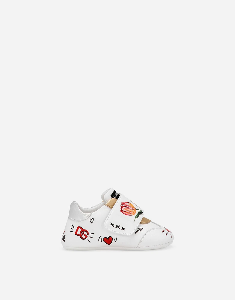 Printed lambskin low-top sneakers