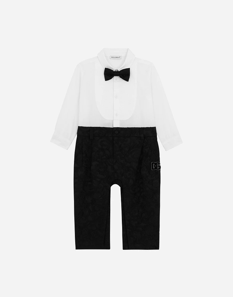 Jacquard and cotton tuxedo onesie