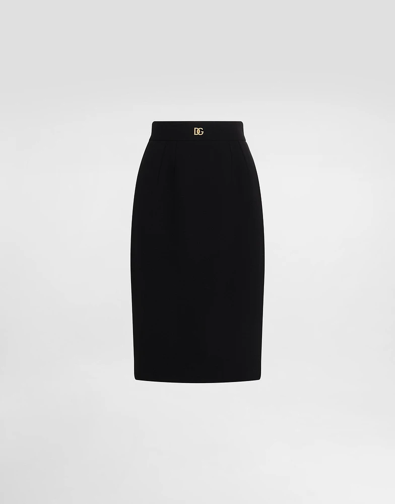 Wool midi pencil skirt with DG logo