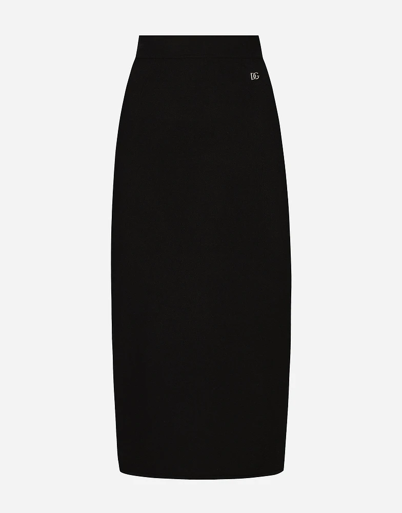 Stretch viscose knit pencil skirt with DG logo