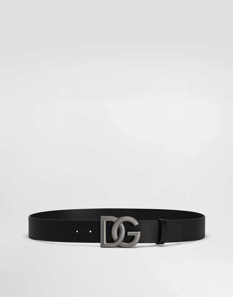 Lux leather belt with crossover DG logo buckle