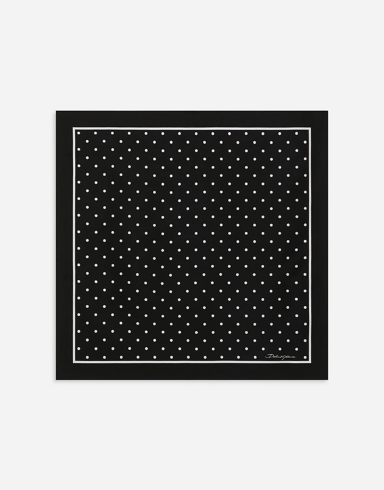 Silk twill scarf with polka-dot print (50x50