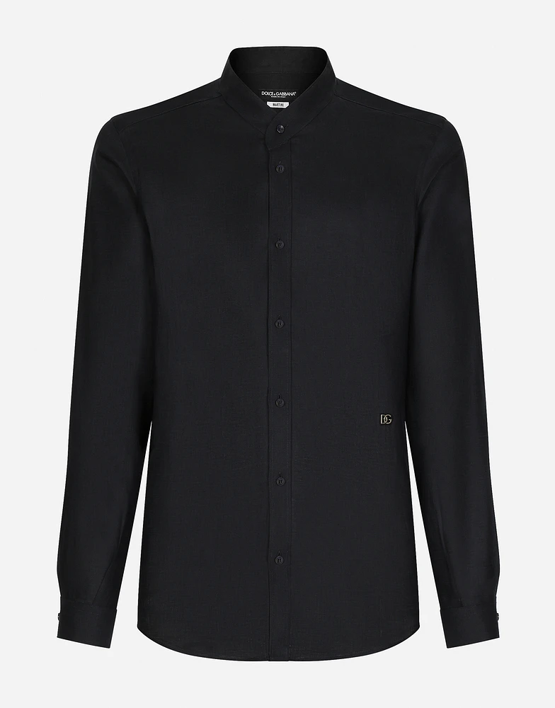 Linen Martini-fit shirt with DG hardware