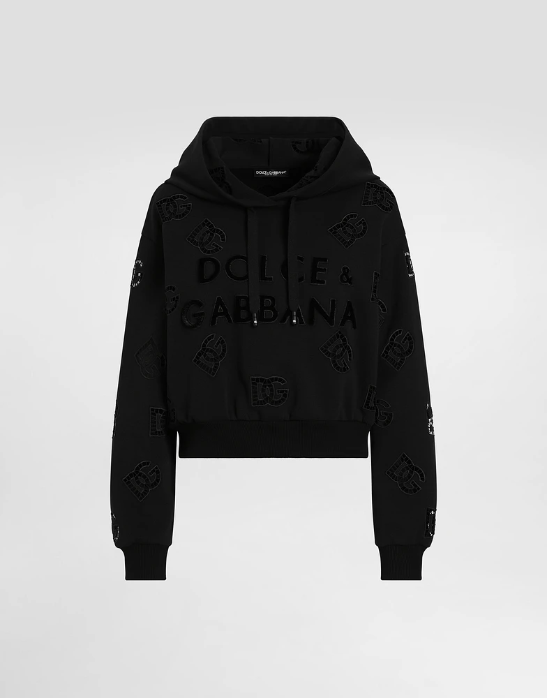Jersey hoodie with cut-out and DG logo