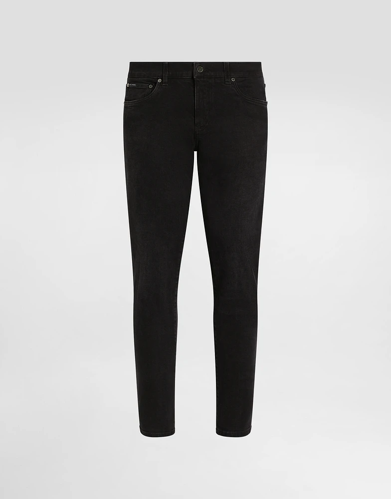 Gray wash slim-fit stretch jeans
