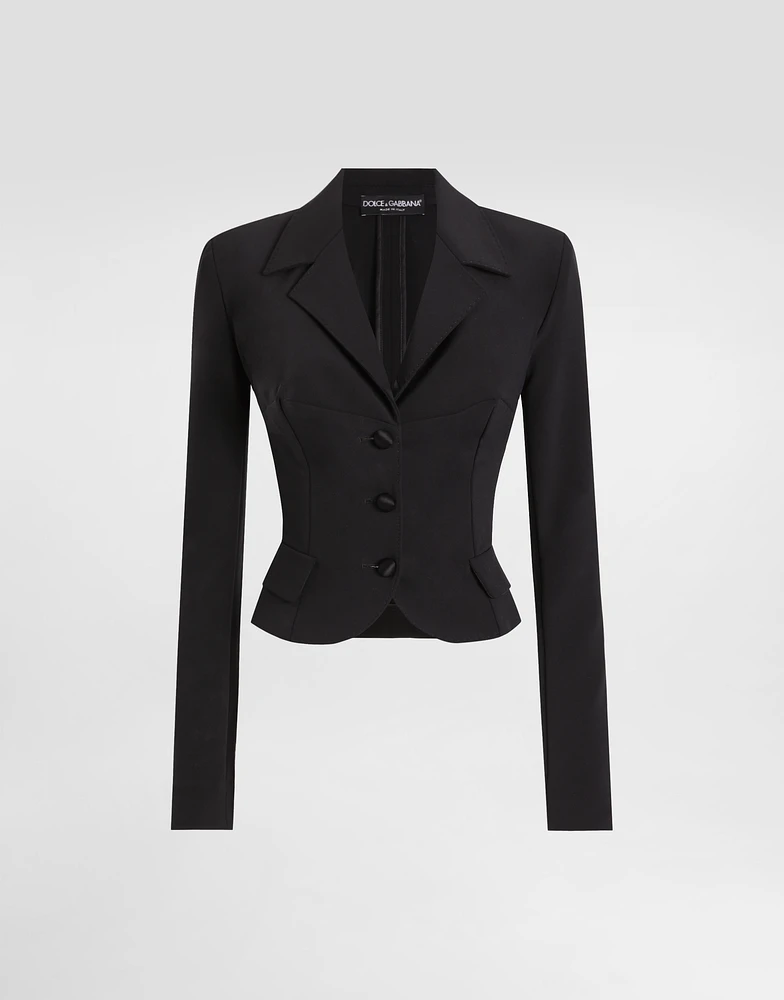 Short single-breasted technical cady jacket