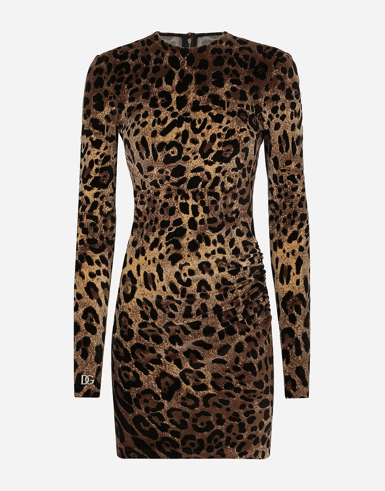 Short chenille jacquard dress with DG logo