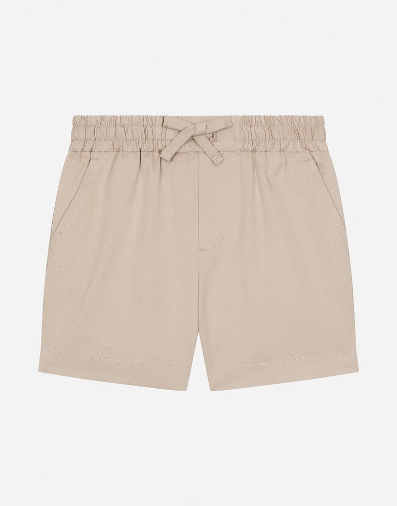 Gabardine shorts with branded label
