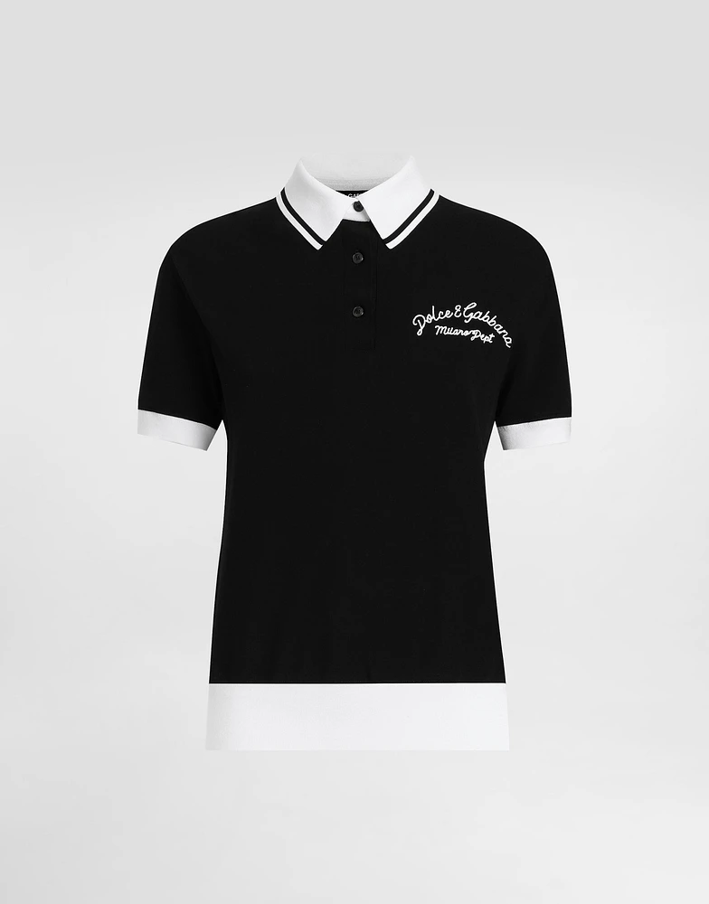 Short cotton piqué polo-shirt with DG logo embroidery