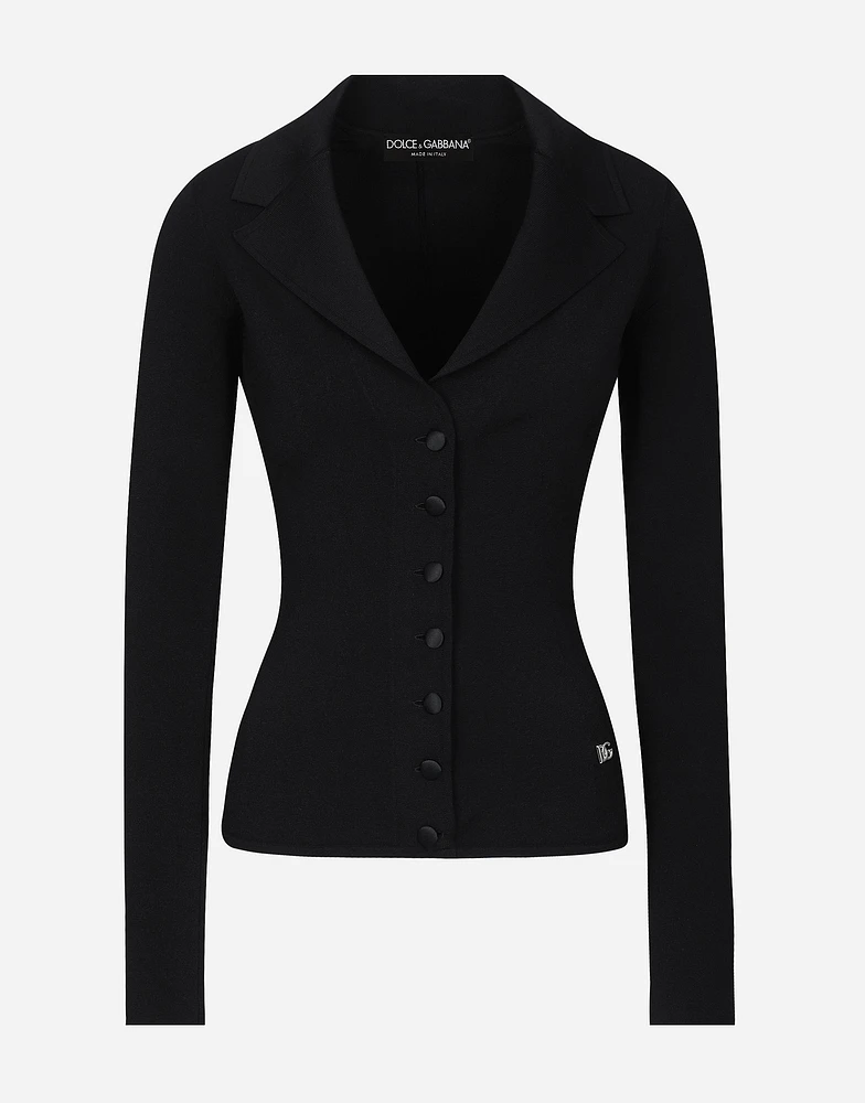 Short stretch viscose knit jacket with DG logo