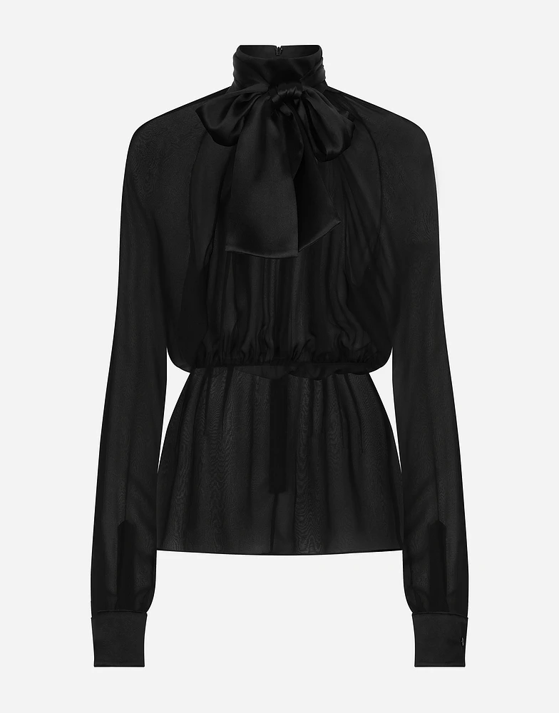 Chiffon pussy-bow blouse