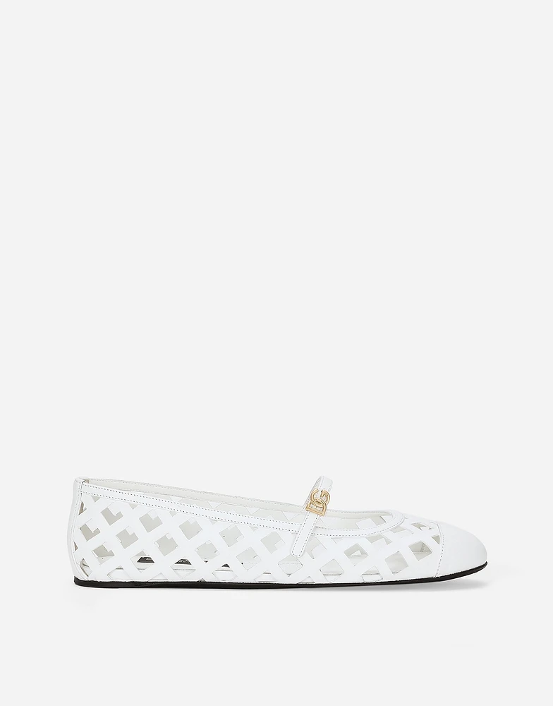 Openwork calfskin ballet flats