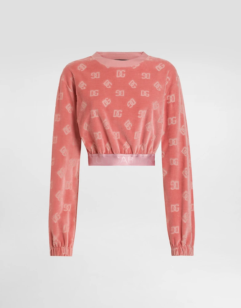 Short chenille jacquard sweatshirt with DG logo