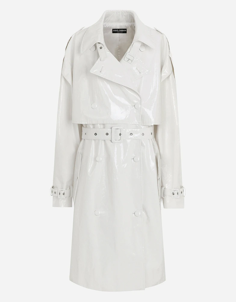 Coated cotton trench coat