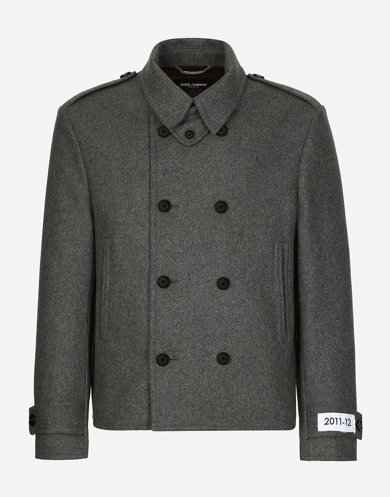 Double-breasted cashmere-blend pea coat