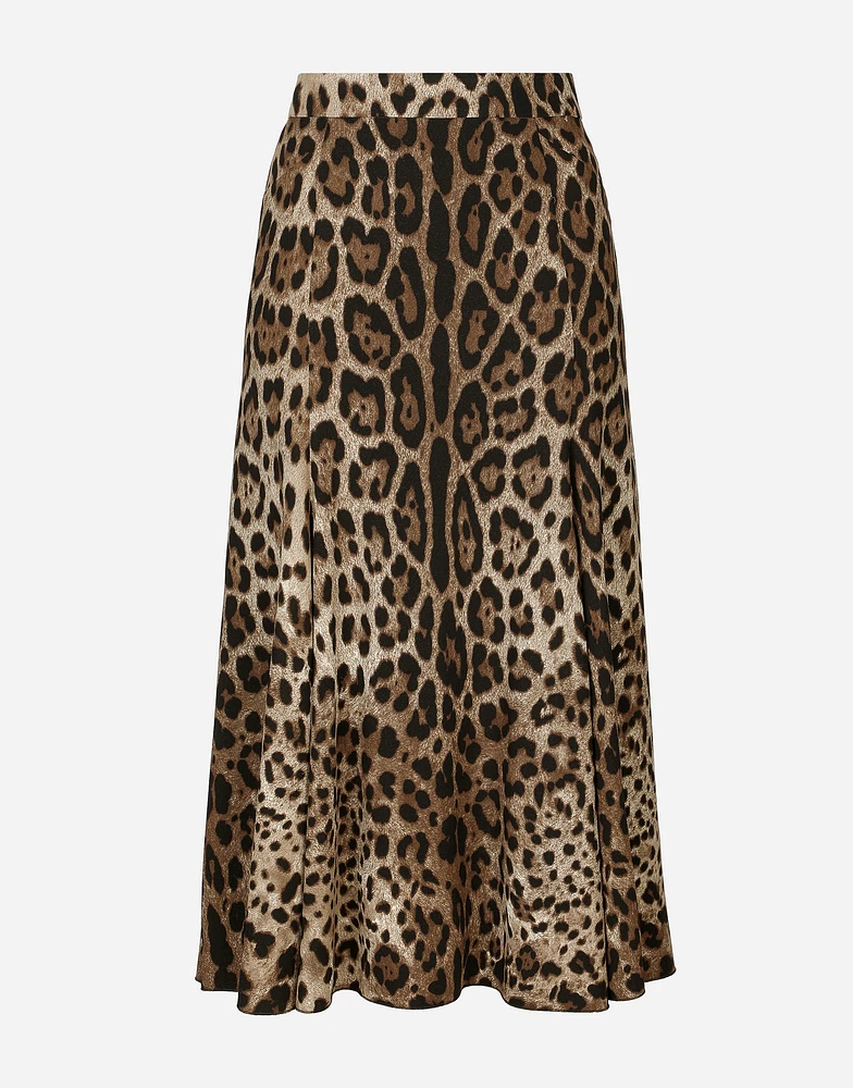 Leopard-print cady circle skirt