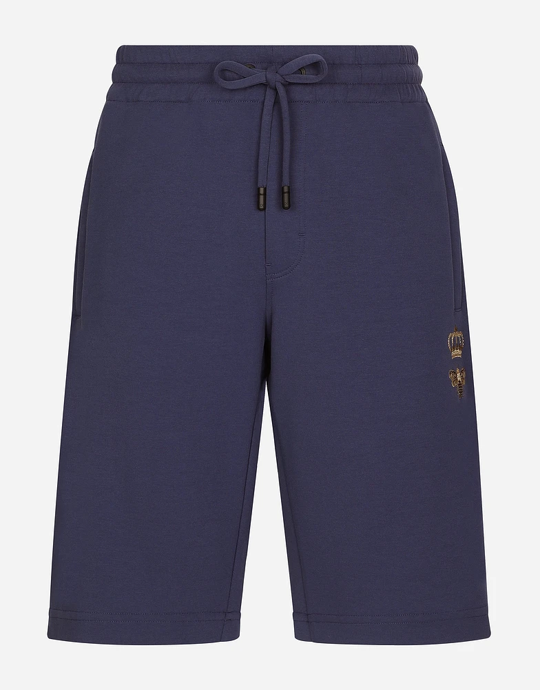 Jersey jogging shorts with embroidery