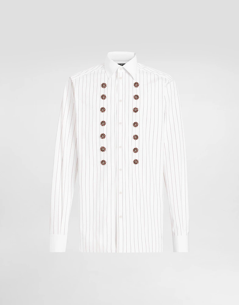 Striped cotton shirt with bejeweled details