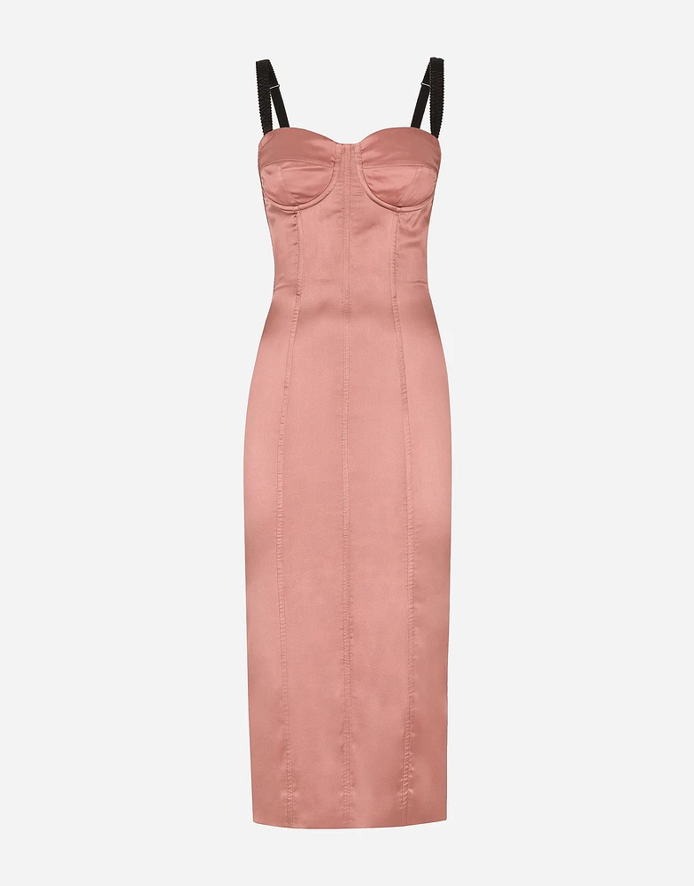 Satin calf-length corset dress